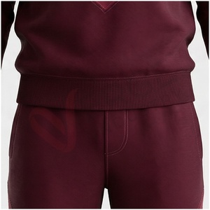 Ensemble de survêtement bordeaux pour homme, manches longues, col boutonné, color block, coupe décontractée, idéal pour l'automne, en polyester respirant - Product Image 5