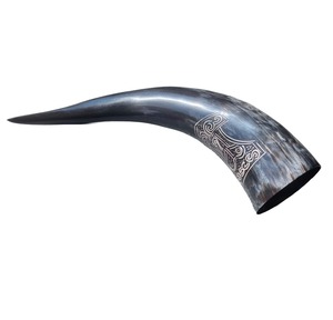 High quality Natural Ox <b>horn</b> <b>Drinking</b> <b>horn</b> with beautiful carved and leather holder Antique Imitation Art Collectible <b>Drinking</b> - Product Image 1