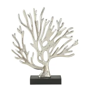 Sculpture de Corail en Alliage de Zinc Plaqué Argent, Forme Irrégulière, Pièce d'Art Décorative pour la Maison, Technique de Moulage, Artisanat Métallique - Product Image 6