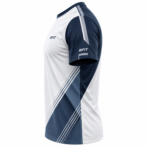 Men's Short Sleeve Sport T-<b>Shirt</b> <b>Geometric</b> Pattern Quick Dry O-Neck Regular Fit White Navy Blue - Product Image 3