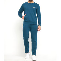 Erkek Bisiklet Yaka Sweatshirt ve Eşofman Altı Takımı Pamuklu Örme 2 Parça Eşofman Takımı Yan Cepli Günlük Spor Giyim