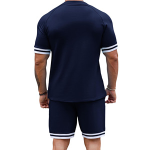 Casual Men's Summer Set Fashion Color Shorts and <b>T</b> Shirt Sets Cotton Quick Dry Men High Street Style Plus Size Men's Twin Set - Product Image 4