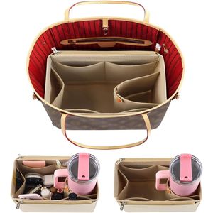 Organizer per Borsa Beige con Portabottiglie Compatibile con Stanley Cup, Tasche Interne per Charm da Borsa - Product Image 1