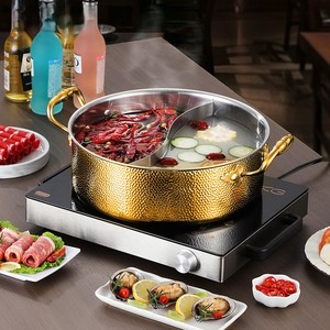 New Style <b>Food</b> <b>Server</b> Double Wall Hot Pot Stainless Steel Hammered Design Insulated Casseroles Serving Hot Pot With Handles - Product Image 1