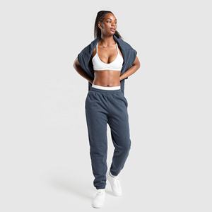 Pantalones de gimnasio de cintura media con diseño personalizado para mujer Pantalones de chándal de punto de algodón de ajuste regular con cordón y Frente plano para el invierno - Product Image 5