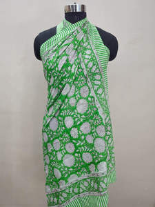 Soft Cotton Pareo with Indian Block Print <b>Beach</b> & Resort Wear - Product Image 3