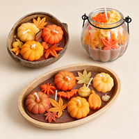 Arovi - Bougies parfumées à la citrouille, bol en coquille de noix de coco, bol en forme de bateau et tasse à poignée pour cadeaux d'automne
