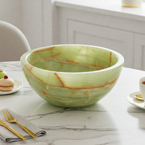 Cuenco Decorativo de Ónix Verde Natural Premium, Hecho a Mano, para Decoración del Hogar, Fabricante, Exportador, OEM, ODM, Venta al Por Mayor - Product Image 1