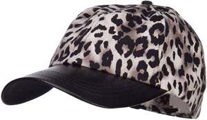 Leopard Print Genuine Leather Baseball <b>Cap</b> Patent Look 6 Panel Snapback <b>Hat</b> for Casual Party Outdoor Wear - Product Image 4