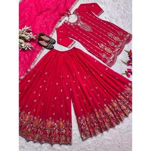 Ensemble haut-plazzo et dupatta pour femmes de marque, avec broderie lourde - Product Image 3