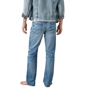 กางเกงยีนส์ขาตรงสำหรับผู้ชายกางเกงยีนส์ผ้าเดนิมแฟชั่นทรงพอดีตัวสำหรับผู้ชายดีไซน์ระบายอากาศได้ดี - Product Image 3