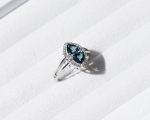 London Blue Topaz Gemstone Marquise-Cut Halo <b>Statement</b> <b>Ring</b> in 925 <b>Silver</b> minimilest jewelry For Luxury Look - Product Image 5