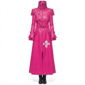 Manteau gothique en cuir véritable pour femme, col montant, manches longues, qualité supérieure, anti-rides, par RIVIAN ATLANTIC - Product Image 2