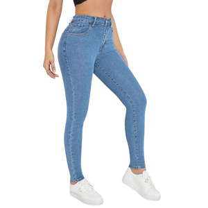Jeans de mezclilla de alta calidad para mujer, talla grande, rectos, elásticos, de cintura alta, transpirables, con bordado, sexys, casuales y elegantes. - Product Image 4