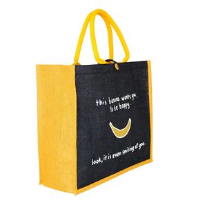 Sac fourre-tout en toile de jute imprimé en couleurs, économique, naturel, recyclable, pliable, avec poignées en corde, produit du fabricant - Product Image 1