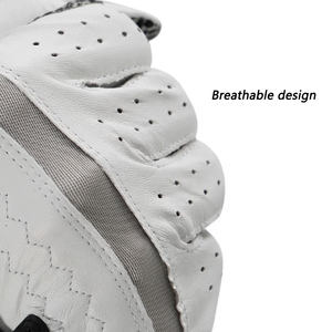 Gants de golf unisexes blancs et roses en cuir véritable respirant antidérapant à enfiler avec logo et emballage personnalisés Sports de plein air - Product Image 3