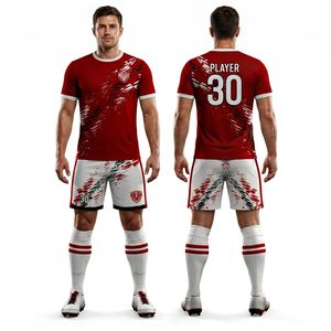 Ensemble de maillots de football personnalisés en gros, uniforme de football OEM, respirant, séchage rapide, uniforme d'équipe de football, fabricant de vêtements de sport - Product Image 1