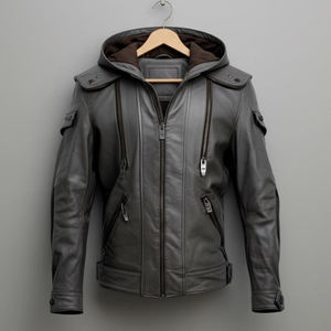Chaquetas de Cuero con Capucha para Hombre, a la Moda, para Invierno, Chaquetas Casuales para Clima Frío, Prendas Exteriores de Cuero Suave de Primera Calidad, Modernas - Product Image 1