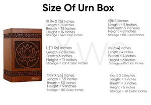 Handcrafted Wooden Lotus Cremation Urn Floral Carved <b>Memorial</b> Keepsake <b>Box</b> for human ashes medium size 9x5.5 urn <b>box</b> - Product Image 4