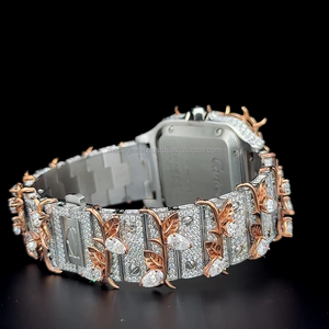 <b>Custom</b> Thorn style full buss down Pear stone on Link VVS moissanite Studded <b>Automatic</b> movement <b>Watch</b> Diamond tester approved - Product Image 3