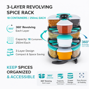 360° Rotatable Kitchen Spice Rack Organizer with Containers | Multi-Layer Rotating Spice Rack for Kitchen Storage - Product Image 2