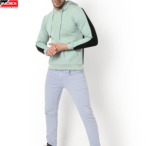 Sudadera con Capucha para Hombre INDEX, Color Verde Menta, Tejido de Punto, Corte Regular, Estilo Casual para Otoño, con Bolsillo y Mangas a Rayas - Product Image 5