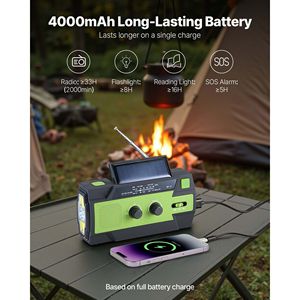 Radio meteorologica solare di emergenza da 4000 mAh con manovella, luce LED, allerta FM/AM/WB/NOAA, ricarica USB e allarme SOS - Product Image 2