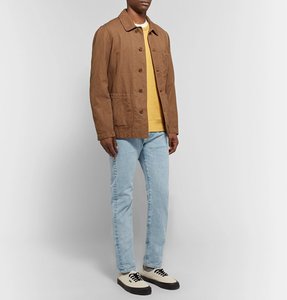 Jean droit pour homme, délavage moyen, taille mi-haute, coupe classique, en denim de coton, style vintage, respirant, poids moyen, couleur unie, printemps été automne - Product Image 6