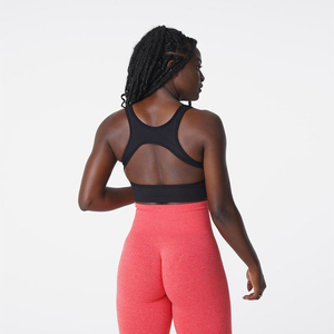Women Seamless Square Neck Sports Bra Spaghetti Strap White Medium Support Yoga Fitness Breathable Quick Dry Solid Color - Product Image 6