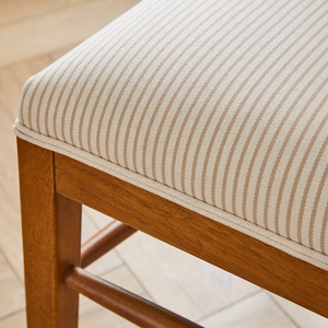 Chaise de salle à manger classique moderne en bois massif avec revêtement en tissu rayé - Product Image 3