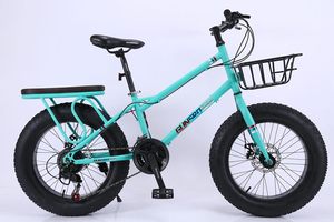 Bicicleta Híbrida con Llantas Gruesas de 20 Pulgadas, Cuadro de Acero, Frenos de Disco, con Canasta Delantera y Asiento Trasero para Desplazamientos Diarios - Product Image 3