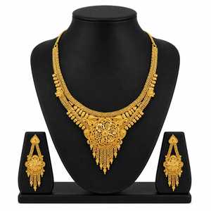 สร้อยคอทองเหลืองชุบทอง 14K 18K 24K แบบกล่องลายดอกไม้สั้น ดีไซน์ดั้งเดิม ชุดเครื่องประดับแฟชั่นสำหรับผู้หญิง ขายส่ง - Product Image 1