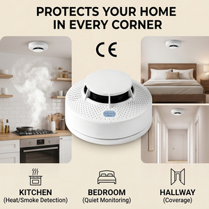 LoRa <b>Wireless</b> Smoke Detector Battery Powered Photoelectric Fire <b>Alarm</b> Sensor CE EN54 - Product Image 4