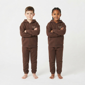 Conjunto Deportivo de Algodón para Niños, Sudadera con Cremallera Completa y Pantalones Deportivos, Logotipo Personalizado Impreso, Fabricante OEM ODM, Ropa Casual - Product Image 2