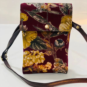 Sac à bandoulière de luxe Royal Couture en velours doux moderne, motif floral, mini sac à épaule de créateur, fermeture magnétique, coton - Product Image 1