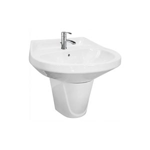 Lavabo de Pared Ecológico Oliva con Pedestal Parcial para Uso en Hospitales y Villas - Product Image 1