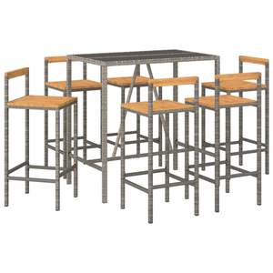 Grand ensemble de bar de jardin en rotin PE gris avec repose-pieds – Collection de mobilier d'extérieur durable - Product Image 3