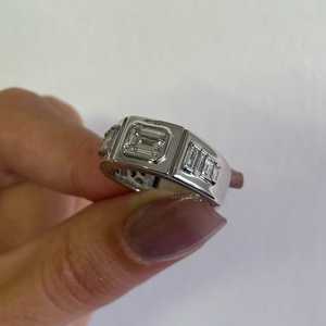 Emerald Cut Lab Grown Diamond Wedding Band 1.50 Carat <b>Men</b> Wholesale 14k 18k Gold Bezel <b>Set</b> Step Cut Engagement <b>Ring</b> Manufacturer - Product Image 3