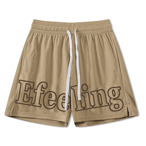 Shorts décontractés pour hommes bleu marine élégants avec cordon de serrage, taille mi-haute, imprimé lettres, respirants en polyester - Product Image 3