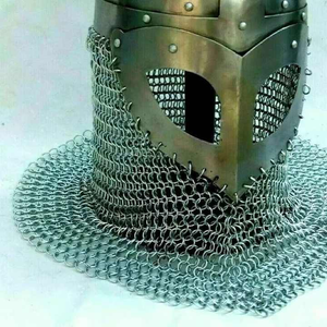 Hand Forged Viking Helmet Full Aventail Norman Medieval Warrior Reenactment Antique Headgear Mild Steel Armor for Halloween Part - Product Image 2