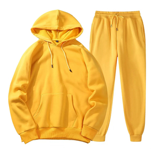 Unisex Green Hooded Sweatshirt And Joggers Set Casual Full Sleeve Drawstring Solid Color Tracksuit Autumn Wear Breathable Cotton - Product Image 4