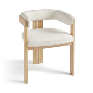 Fauteuil minimaliste en bois de frêne avec dossier incurvé et tissu texturé - Product Image 2