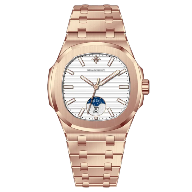 Alexander Ferros 6122R/02 Sapphire Folding Clasp with Safety Stainless Steel Water Resistant Mechanical Sport Automatic Men