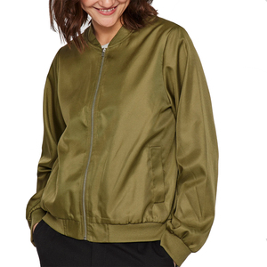 Chaqueta bomber acolchada de satén transpirable y ecológica para mujer, color rosa claro, manga larga, con cremallera, a prueba de viento. - Product Image 4