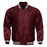 Veste de sport en satin noir pour homme avec manches rayées rouge et blanc, col rabattu, vêtement décontracté pour l'automne