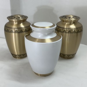 โกศบรรจุอัฐิสำหรับผู้ใหญ่ EVANA IMPEX รุ่นพรีเมียม สีขาวมุก ขอบทอง ทำจากทองเหลือง ทนทาน สไตล์อเมริกัน ความจุ 200 คิวบิกอินช์ - Product Image 2