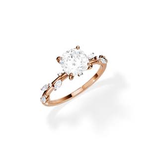 Anillo de compromiso de oro de 14k para mujer con diamante de corte radiante y engaste de púas estilo floral - Product Image 3