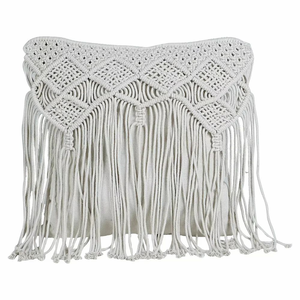 Boho Cotton Macrame Handcrafted Cushion Pillow <b>Cover</b> Square Geometric Pattern Throw <b>Cover</b> <b>for</b> Couch Bed Hotel Décor 16 x 16 inch - Product Image 3