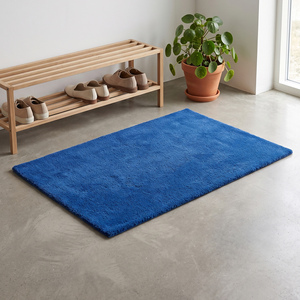 Tapis d'intérieur texturé uni en laine tuftée bleu roi antidérapant, tapis de sol doux pour salon, chambre à coucher, salle à manger, décoration moderne de la maison - Product Image 1