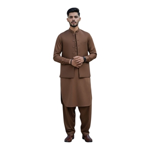 Ensemble 3 pièces en coton Kurta Shalwar Kameez avec gilet – Style traditionnel indien et pakistanais, longueur cheville, tenue décontractée - Product Image 1